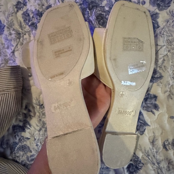 Bamboo Women's Cream and Silver Slide Sandals - Picture 3 of 3